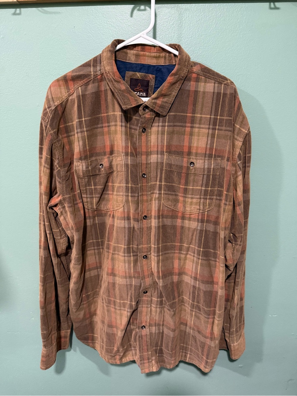 PrAna Men's Brown Plaid Flannel Shirt